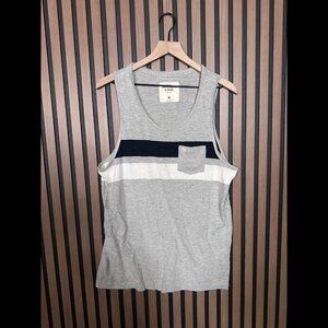 Abercrombie & Fitch Tank Top Medium Mens Gray Embroidered Muscle Shirt Pocket